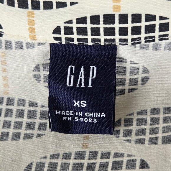 Gap Size XS Coated Cotton Trench Coat Cream Geometric Print Double Breasted Belt - Picture 15 of 16